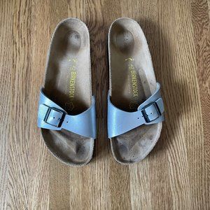 Birkenstock Madrid, Silver Metallic leather, Size 42